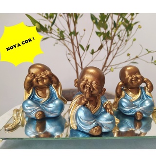Trio de Buda Monge Bebê Cego Surdo e Mudo Decoração