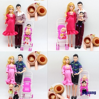 6 Pçs / Lote Bonecas Família Educacional Real Boneca Grávida Feliz Família Para Barbie