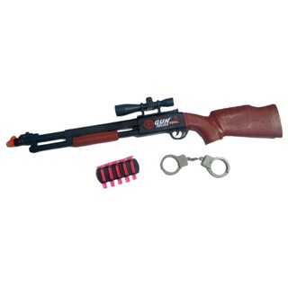 Sniper de Brinquedo Espingarda Atira Dardos Shotgun + Algema de Brinquedo