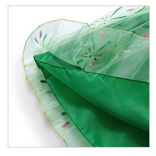 Vestido de Princesa Verde Anna sem Costura com Bordado de Flor (7)