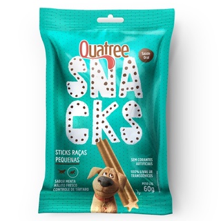 Petiscos Snacks Quatree Sticks Menta para Cães Raças Pequenas 60g