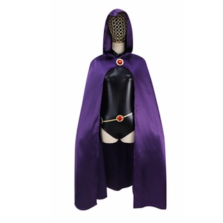 Fantasia cosplay de raven adolescentes vestido roxo com capuz manto feminino carnaval halloween conjuntos de roupas (2)