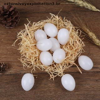 10pçs Ovos De Plástico Sólido Branco Para Ovos De Pigeon