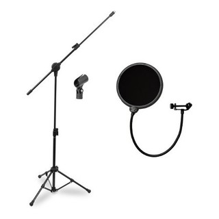 Pedestal convencional Arcano p/ microfone PMV-100-Pac + Pop filter AM-POP