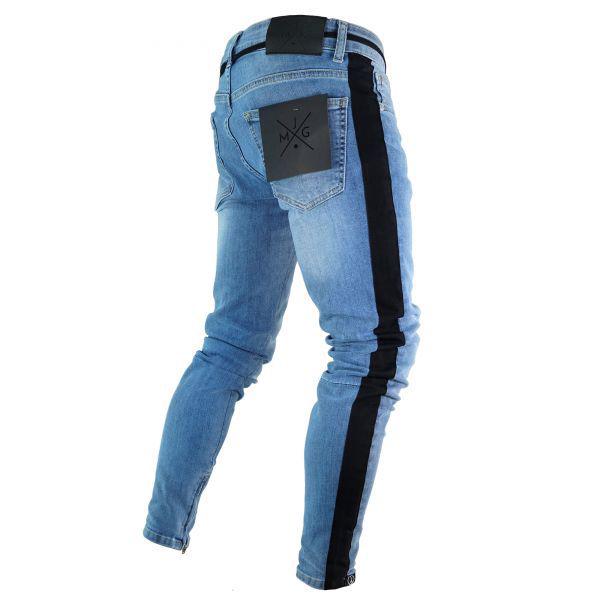 Novos Jeans Mens Skinny Stretch Calças Slim Fit Lápis Buraco (9)