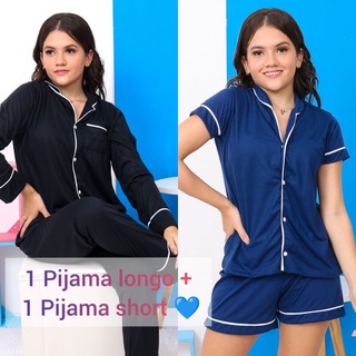 1 Pijama longo + 1 Pijama short(consultar cores e tamanhos disponíveis no chat)