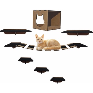 Kit Playground para Gatos MDF 9mm - Toca, Nicho, caixa, cama, ponte, escada e prateleira de acesso para gatos)