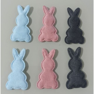 Aplique de coelho de tecido 5cm, rosa, azul e cinza. (não acompanha pompom)