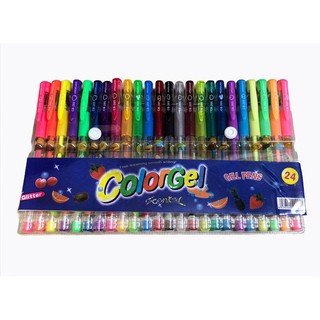 kit caneta gel com gliter e cheiro de frutas 24 cores material escolar