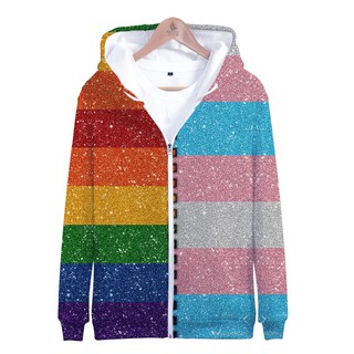 Lgbt Lesbians Gays Bisexuals Transgender Rainbow Zipper Hooded Hoodie Sweatshirt Hip Hop Zipper Streetwear Hoody Jacket