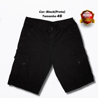 Bermuda Black(Preta) Masculina Cargo 6 Bolsos Brim TAMANHO 46 Qualidade Premium