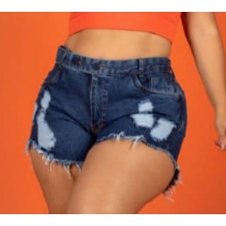 Short Jeans Plus Size Hot-Paint Barra Desfiado. (4)