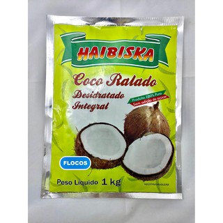 Coco ralado flocos 1kg desidratado, 100% natural sem adição de açúcar e sem extração do leite.