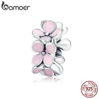 BAMOER Romantic Flower Series Pink Flower Charm 925 Sterling Silver SCC1484