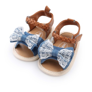 Anglesky*-*Baby Girls Bow Sandals Soft Non-Slip Rubber Sole Flat Walking Shoes Dress Shoes