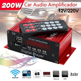 HOT Asbr G8 Carro 12V 200W 4 Canais Amplificador De Potência Digital Estéreo bluetooth AUX FM (1)
