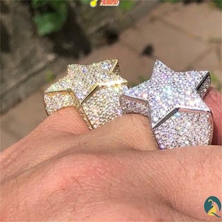 Pode Presente De Aniversário Dos Homens Das Mulheres De Luxo Brilhante Incrus @ @ Tada Rhinestone Diamante Cz Estrela Anel Cubic Zirconia Diamante / Multicolor