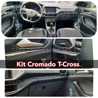 Aplique Friso Cromado kit interno T-cross sense Pcd 200tsi confortline Highline detalhe painel