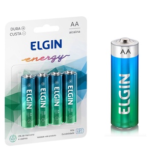 24 Pilhas Baterias AA Alcalina Pequena Elgin - 06 Cartelas