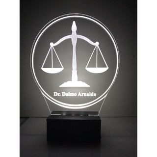Luminária abajur led Curso de Direito Advogado personalizada com seu nome