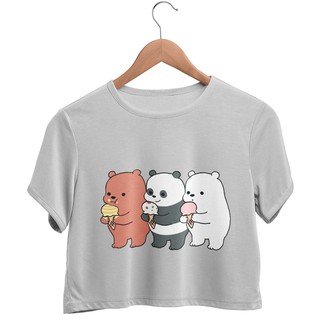 Camiseta Cropped Unissex Algodão Feminino Ursos Sem Curso Fofo (3)