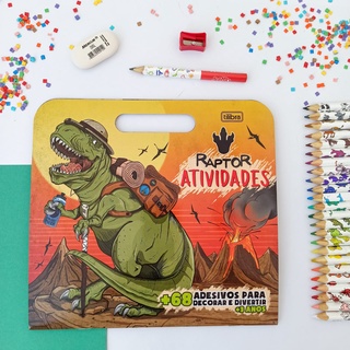 Kit Maleta Livro de Colorir Raptor com Adesivos - Tilibra | Dinossauros