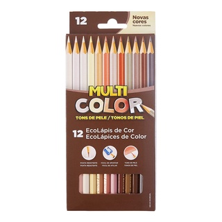 Lápis de Cor Multicolor Tons de Pele 12 Cores