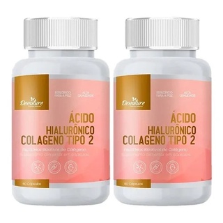 Acido Hialuronico Colageno Tipo 2 Vitamina C 200 capsulas cartilagem frasco com 100 caps cada Denature