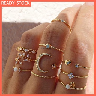 10 Pcs/Set Crystal Gold Rings Set for Women Jewelry Gifts (1)