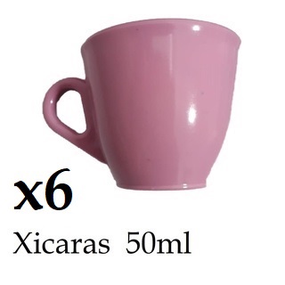 Kit 6 xicaras de café 50ml Acrilico/Plastico 5cm altura por 6cm diametro (pequena) Plastico Rosa