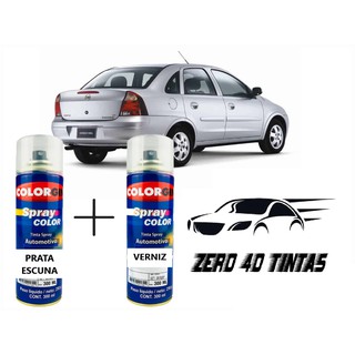 Tinta automotiva spray Prata Escuna GM com verniz 300ml para pequenos reparos