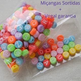 Miçanga Infantil Letras - 30g - Entremeio Letrinhas SORTIDAS - Alfabeto Bijuteria Missanga letras Tons Pastéis Candy