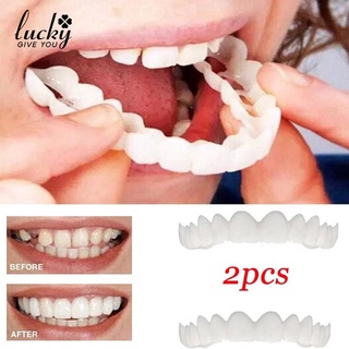 (Lucky) 2 Peças Cobertura De Silicone Para Dentadura / Branqueamento / Dente Falso