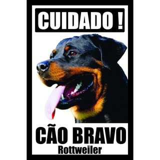 Placa Cuidado Cão Bravo Rottweiler Tamanho 20 x 30 cm modelo 05 - Fabricação Própria