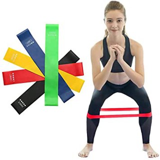 Kit 5 Faixa Elástica de Resistência Mini Band para Treino Yoga Pilates Treino Academia Musculação
