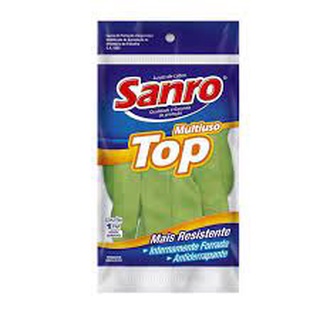 Luva Limpeza Latex Sanro Top Verde - P/M/G