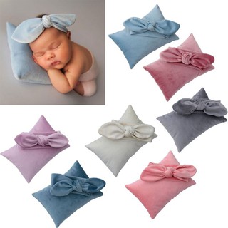 2 Pçs / Set Newborn Fotografia Prop Infantil Headband + Pillow Set Acessórios De Estúdio Foto Atirar
