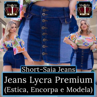 Short - Saia Jeans Plus Size Grande Lycra Premium Estica Bem Direto Da Fabrica [SS_MIX] (1)