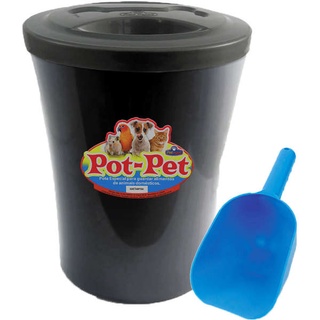 Pote Porta Ração Cachorro Gato Pet 10 litros preto + concha dosadora de brinde