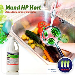Mund Hp Hort 2 Litros Desinfetante para Hortifrutícolas Frutas, Verduras e Legumes Sanatizante