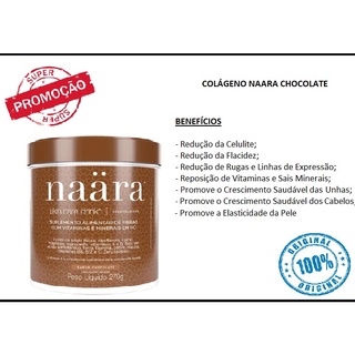 Colageno Naara Chocolate Original Reduz Celulite Rugas Flacidez e Linhas de Expressão