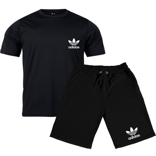 Conjunto Bermuda Moletom E Camiseta Poliéster Fresquinha Kit Adidas (1)