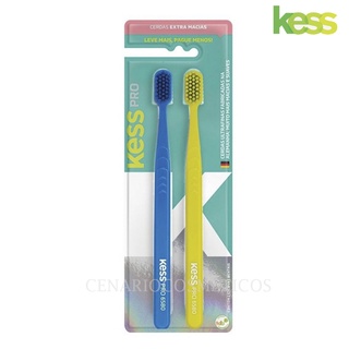 Escova Dental Kess Extra Macia Pro 2105 (Ama-Azul) 2 Escovas
