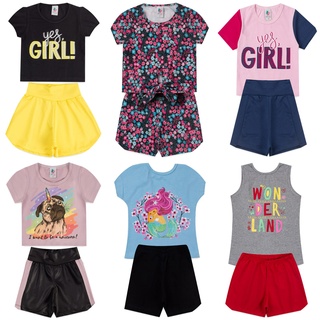 Kit Conjunto Feminino infantil menina verão atacado revenda 5 camisetas + 5 shorts (4)