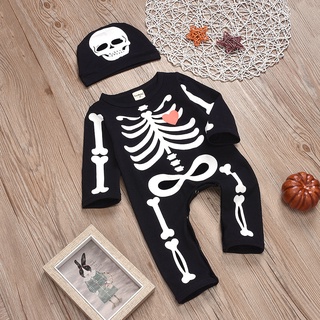 Esqueleto de Halloween para crianças, esqueleto, manga comprida, bebê, crawl, peça única (2)