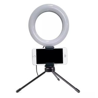 Iluminador Ring Light 6 Polegadas (10cm) com Tripe e Suporte para Celular - Ideal para Digital Influencer, Video Conferencia