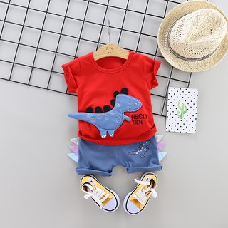 Dinosaur Baby Boys Clothes Short Sleeve Print T-shirt+Cartoon Shorts Children Casual Outfits Kids Clothes Sets 12 (4)