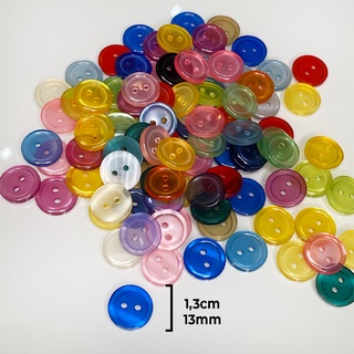 Botão Colorido Transparente 1,3 cm/13 Mm - 144 Und Cores Sortidas
