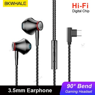 Bkwhale 90° Fone De Ouvido Tp30 Tipo C Plug Intra-Auricular Com Fio Para Android / Samsung / iPad Pro