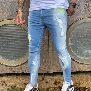 Calça Jeans Masculina Skinny Destroyed (Rasgada) com Lycra
